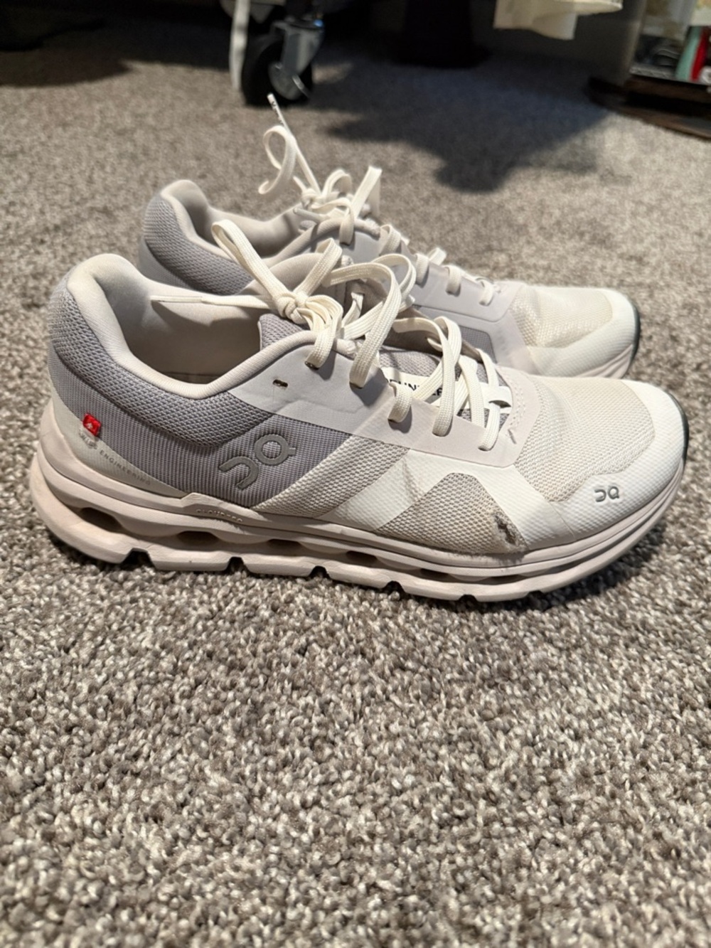 On Running Cloud Sneakers in White and Light Gray